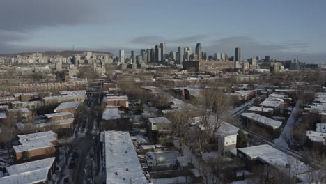 4k winter city montreal sunrise drone landscape sequence_002