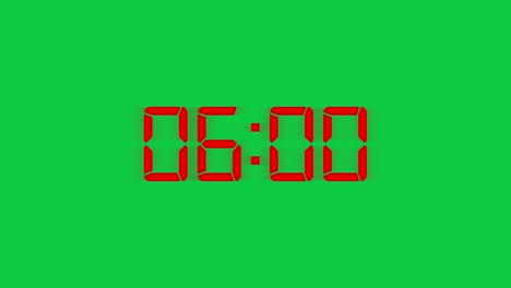 Countdown Timer Digital Digits Display on green screen