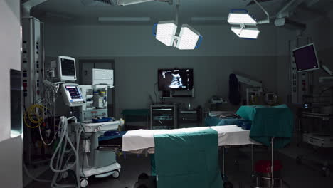 empty, dark hospital and room for operation