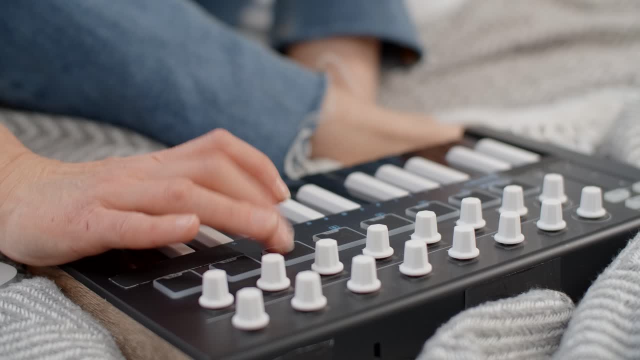persona que juega con el controlador midi