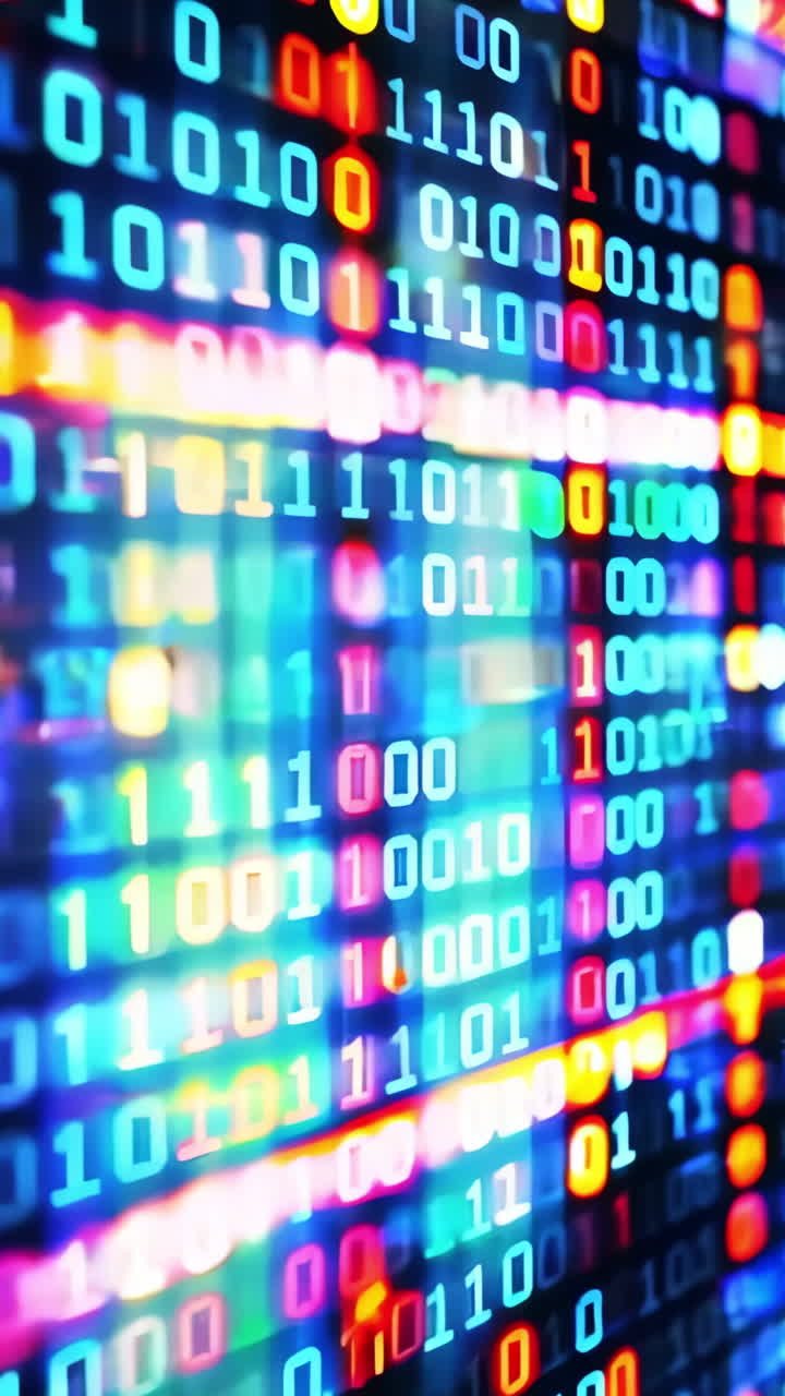 A computer screen with a lot of numbers and a blue background. The numbers are in different colors and are arranged in a grid. Concept of complexity and organization