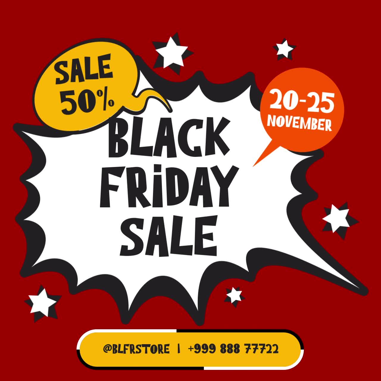 Promo Black Friday Animasi dengan Diskon 50% dan Tanggal di Bulan November