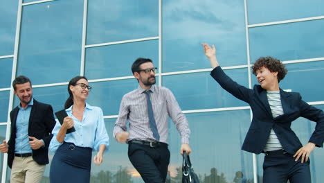 Happy Business Team Leaving the Office