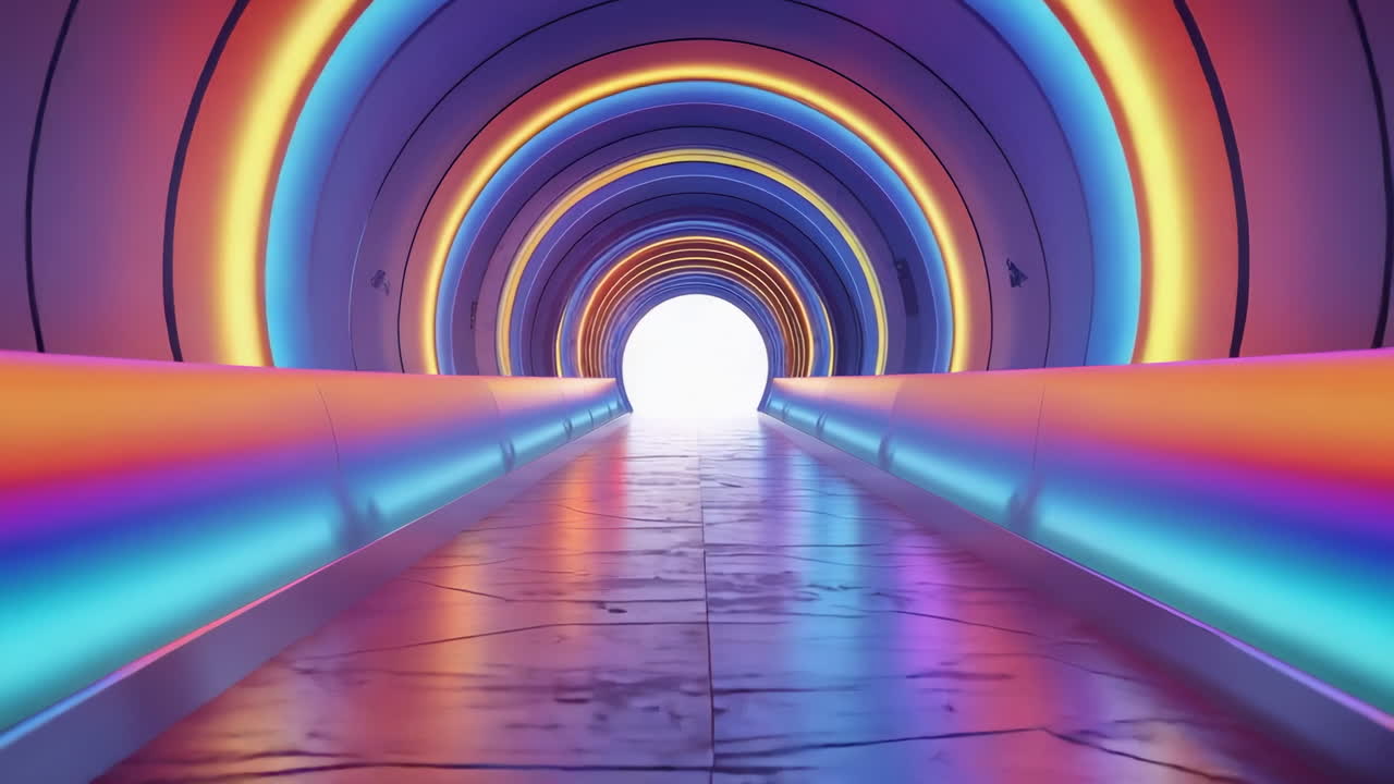 Vibrant Futuristic Neon Light Tunnel