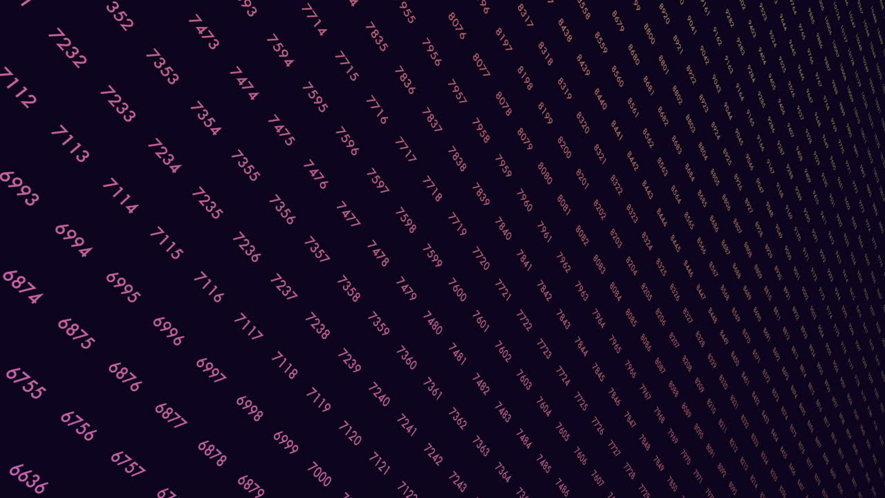 Matrix pattern with neon numbers on black space