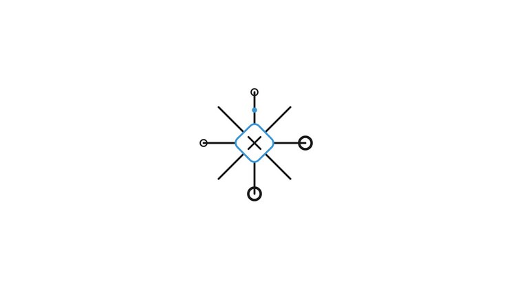 Animated Abstract Network Node Graphic with Rotating Blue Indicator