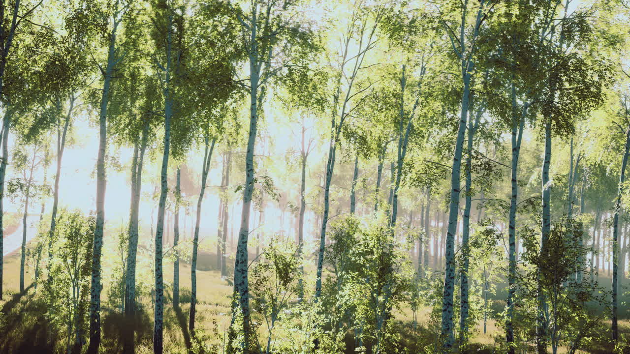 Lush green forest under bright sunlight creating a serene natural landscape