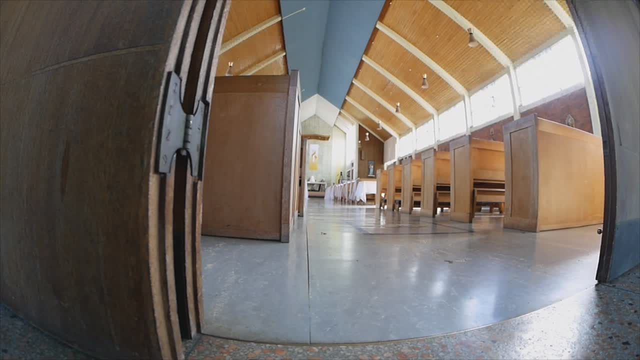 shot of religious chapel or funeral home for funeral service