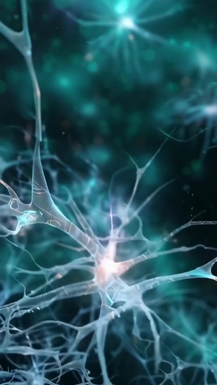 Animazione astratta di connessioni di rete neurale nel cervello umano