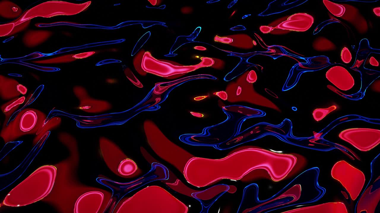 fondo fluido abstracto en bucle. hermosa superficie de vidrio ondulado de líquido rojo con patrón, color gradiente y ondas de flujo en él. bg creativo brillante con animación suave y suave.