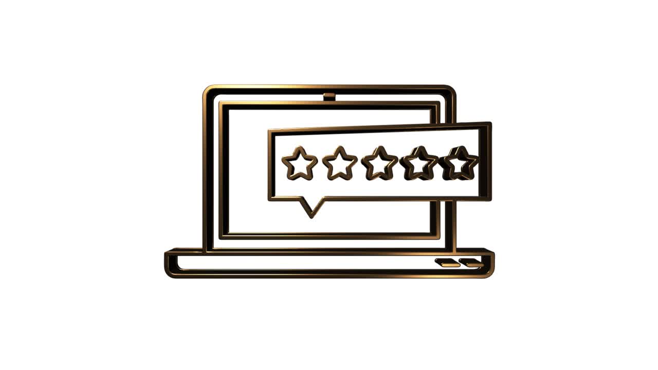 Social media 3D gold icon design. Outline web icon. Motion graphics.
