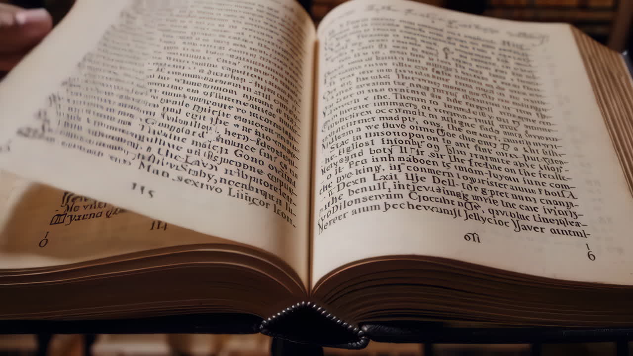 Open Antique Books with Illuminated Text