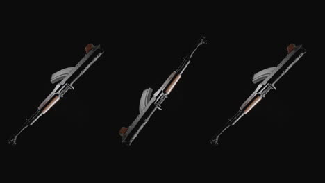 machineguns on the dark background rotate in slowmotion