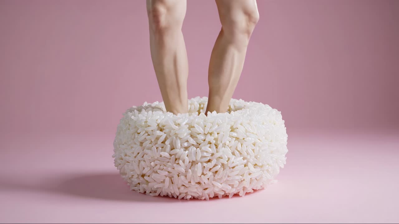 어리에 서 있는 여자 의 다리