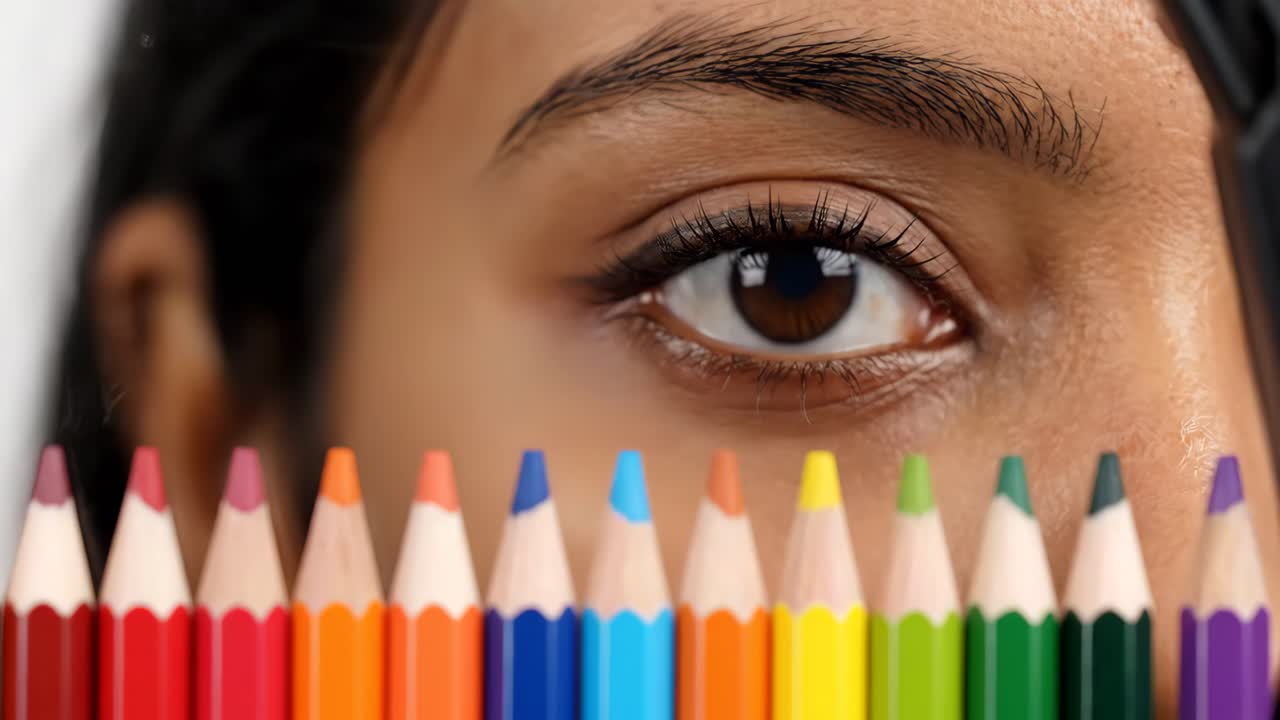 Close-up of Eye with Colored Pencils