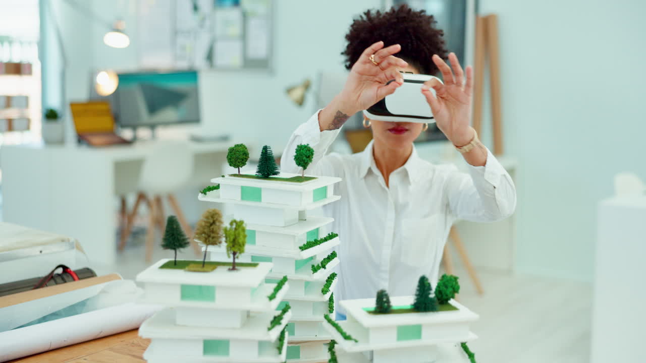 vr, arquitectura y arquitecto trabajando en el modelo