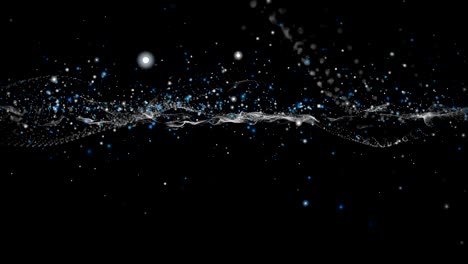 futuristic animation with wave object and glitter particles in slow motion, 4096x2304 loop 4k