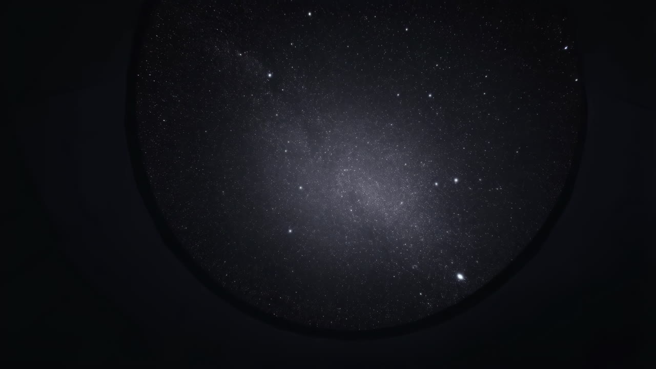 A mesmerizing view of a starry night sky, likely a galaxy or the Milky Way, seen through a circular opening