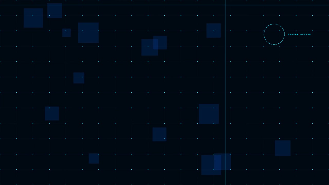 Digital Interface Background with Moving Grid and Floating Squares