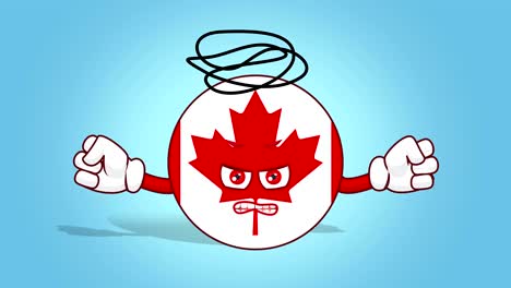 icono de dibujos animados bandera de canada maldad con animación de cara con alfa mate