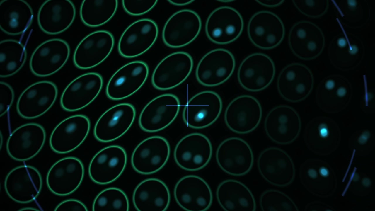 Abstract Digital Grid with Glowing Circles and Targeting Reticle