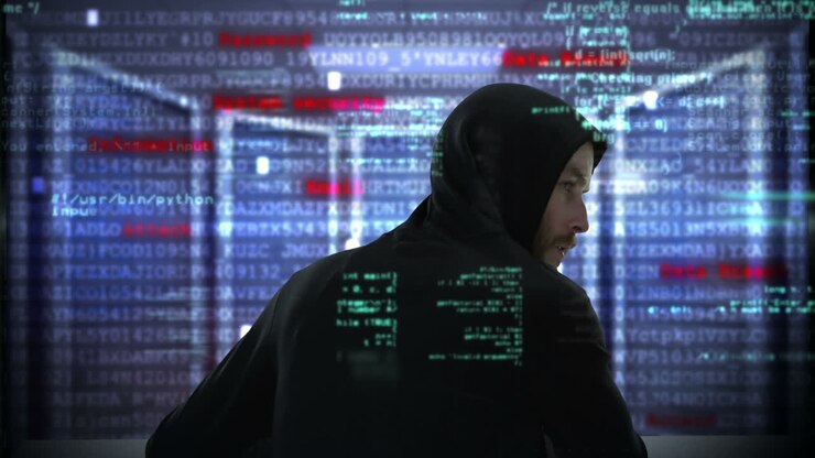 Video composito di un hacker che usa un laptop.
