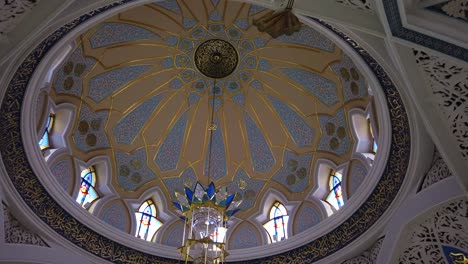 vaulted church ceilings in mosque of qol sarif, kazan, russia. camera motion shot.