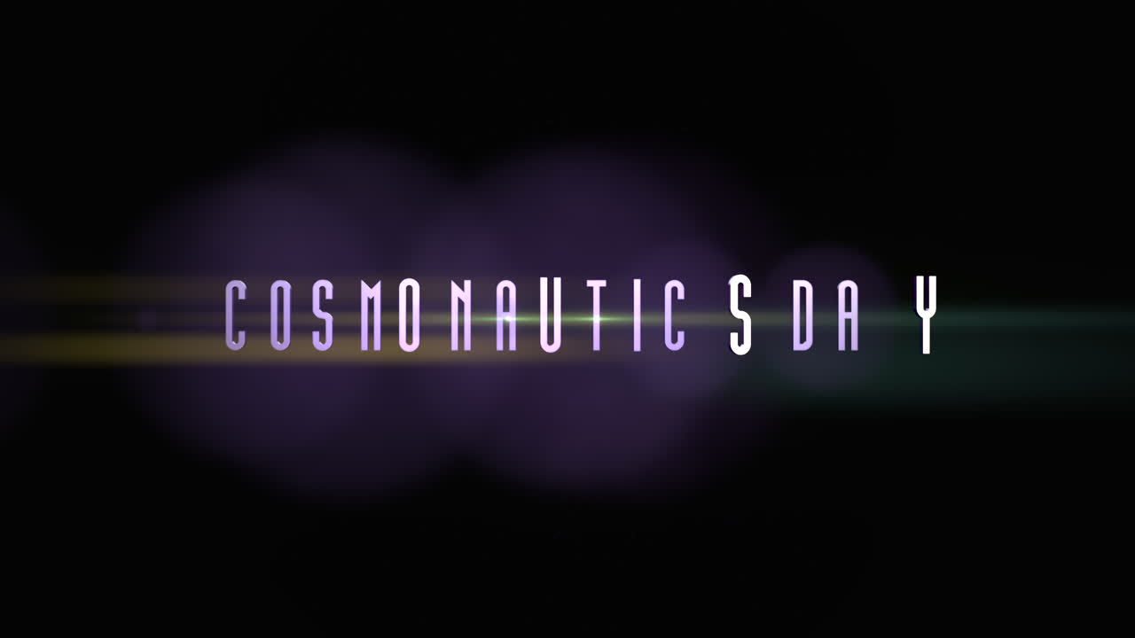 Cosmonautics Day with fashion light and stars in galaxy