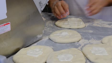 pita bread, raw dough making pita