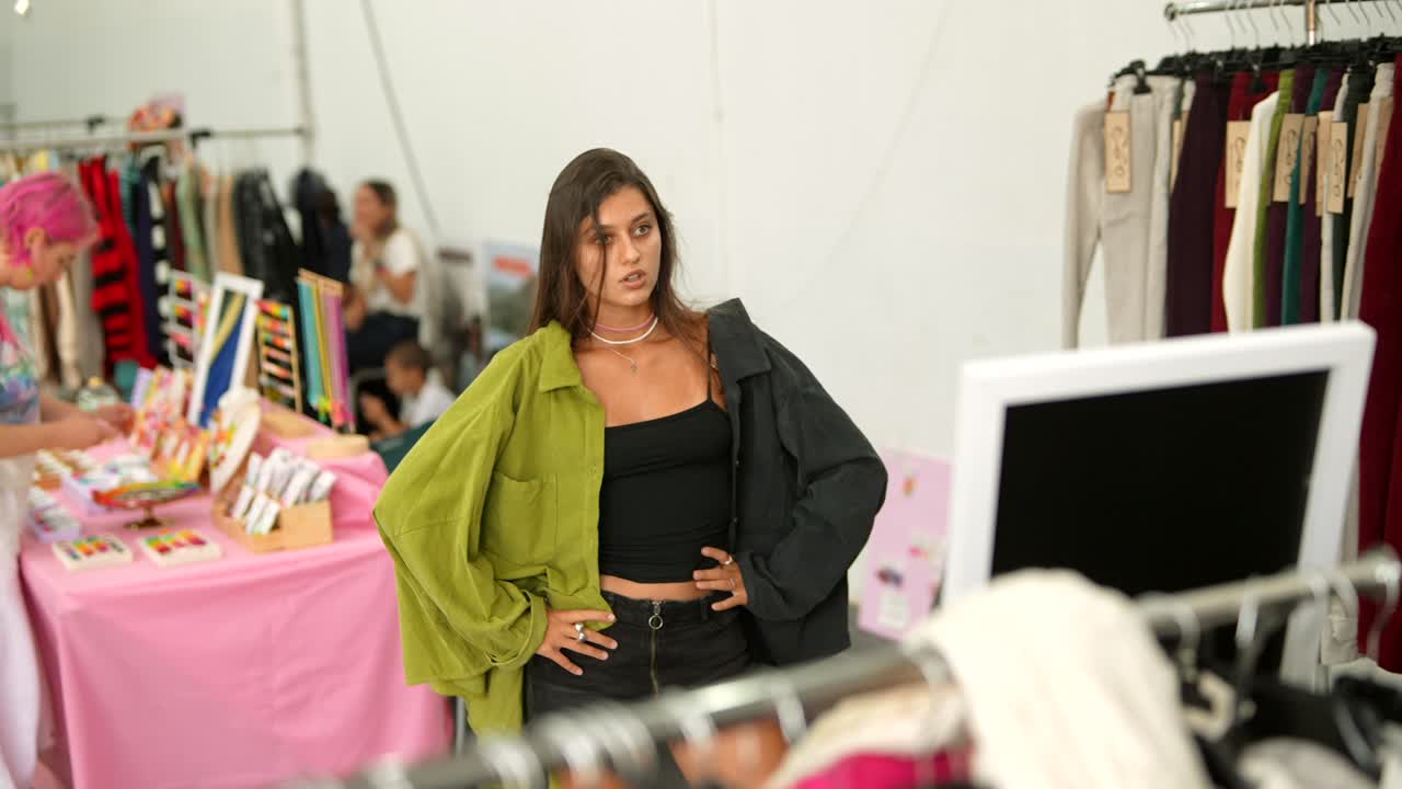 A woman at an indoor market