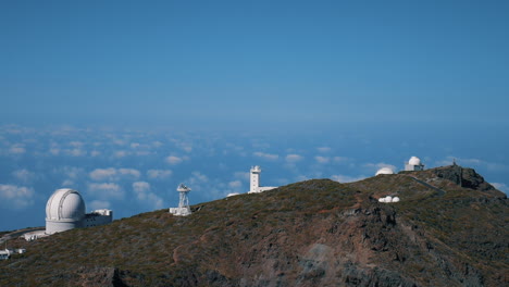 panoramic view of the roque de los muchachos observatory located in the caldera de tabueriente national park, on the island of la palma and on a sunny day