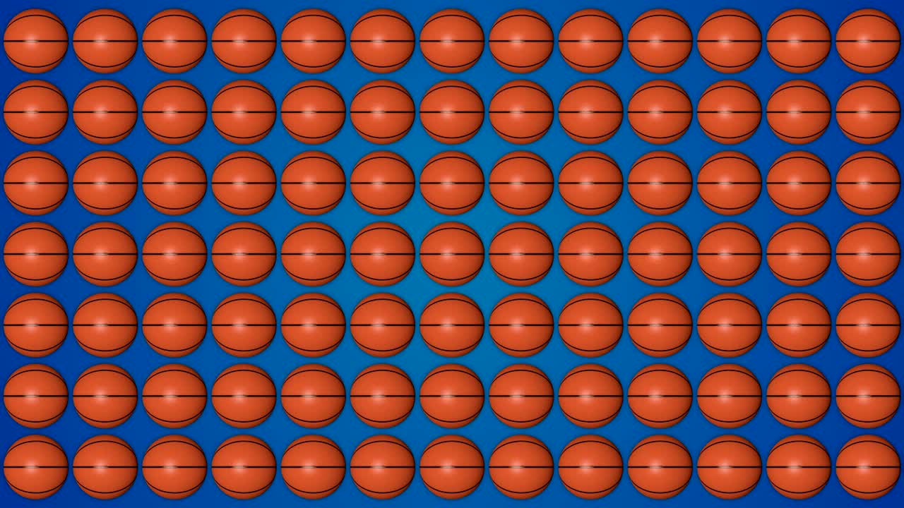 Basketball orange balls 3d blue background pattern horisontal