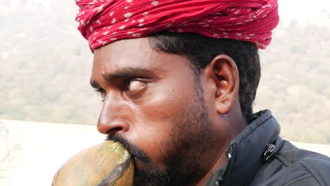 snake charmer and his cobras in jaipur, india