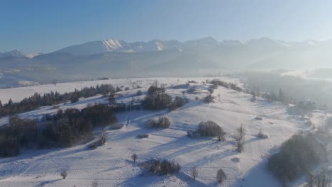 fairy tale winter scenery of tatra mountains, zakopane, poland, aerial view