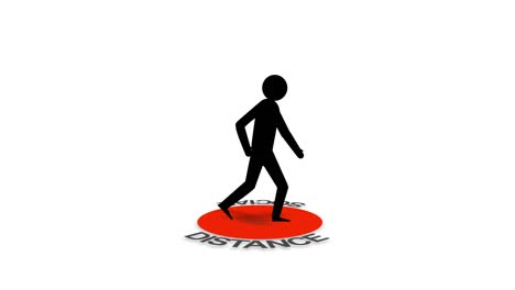 the icon man walking with social distance safety area motion graphic.