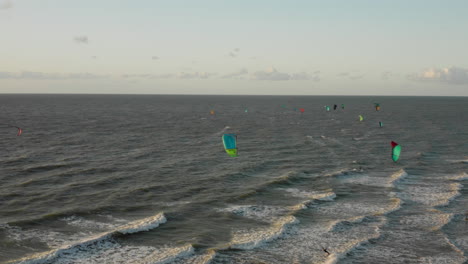 Kitesurfers-at-the-beach-near-Domburg,-the-Netherlands