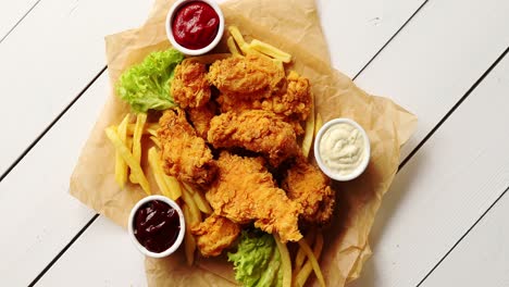 Sauces-and-lettuce-near-French-fries-and-chicken-wings