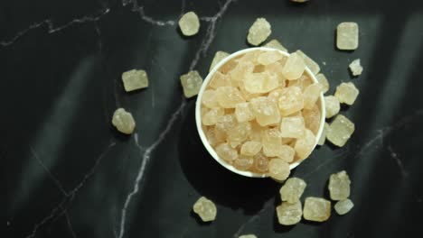 top view of cube shape brown sugar in a bowl ,