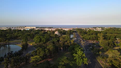 palermo woodland urban skyline aerial view heading towards beunos aires coastline