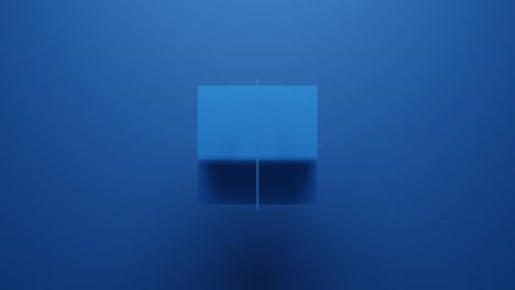 forma geométrica cuadrada gira en dirección aleatoria renderización 3d en fondo azul. bucle sin costuras abstracto animación simple