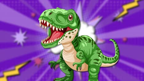 dinosaurio animado con efectos de estilo cómic