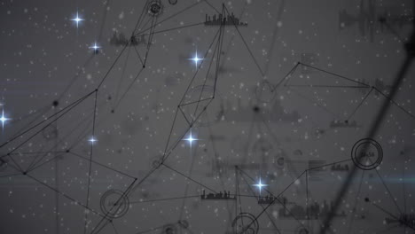 animation of stars over network of connections and data processing