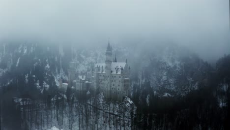 neuschwanstein castle in winter fog