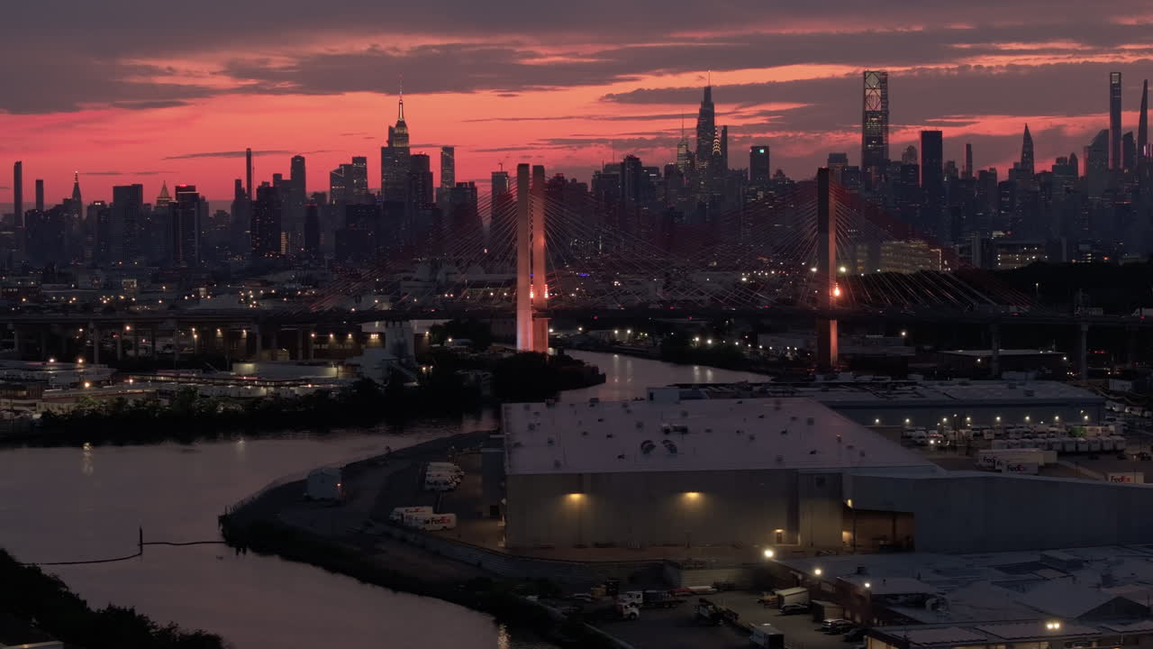 Aerial view of Midtown Manhattan at sunset. Shot in New York City.