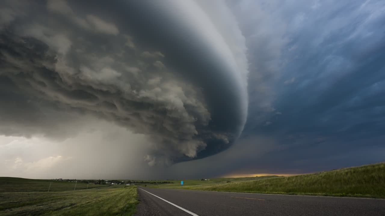 Action Shot Of Scary Severe Storm Moving Directly Overhead