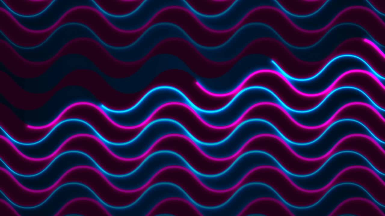 azul púrpura neón curvas líneas onduladas patrón movimiento abstracto fondo