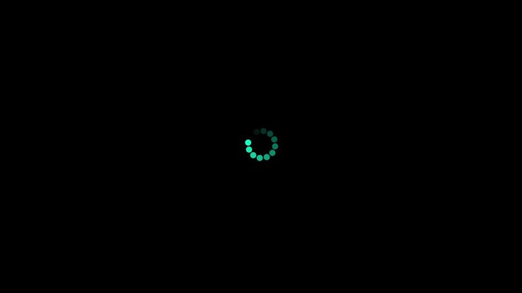 Loading Animation with Teal Dots and Text on Black Background
