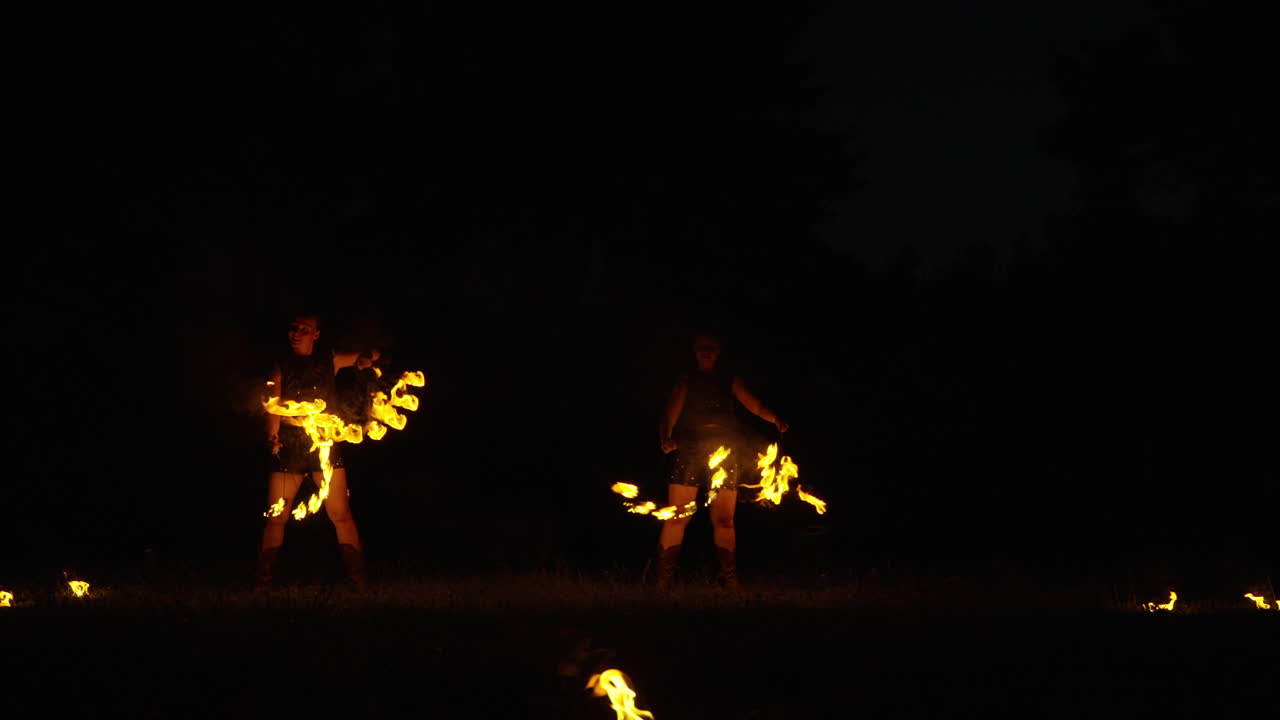 Fire Dancers at Night