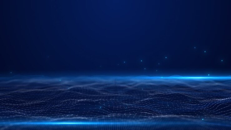 Digitale, cyber-onda, tecnologia a matrice, cyberspazio, flusso di dati, griglia luminosa blu, aziendale, corporate