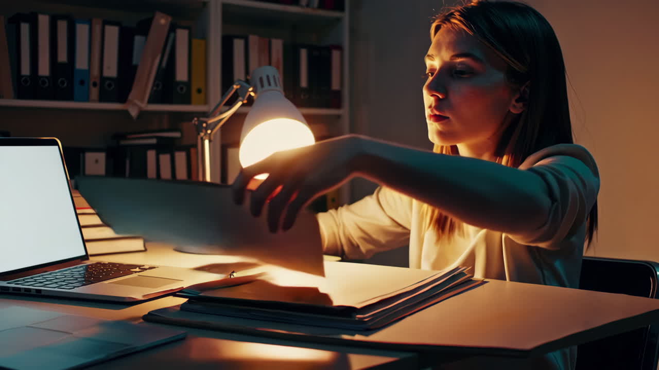 mujer estudiando tarde en la noche